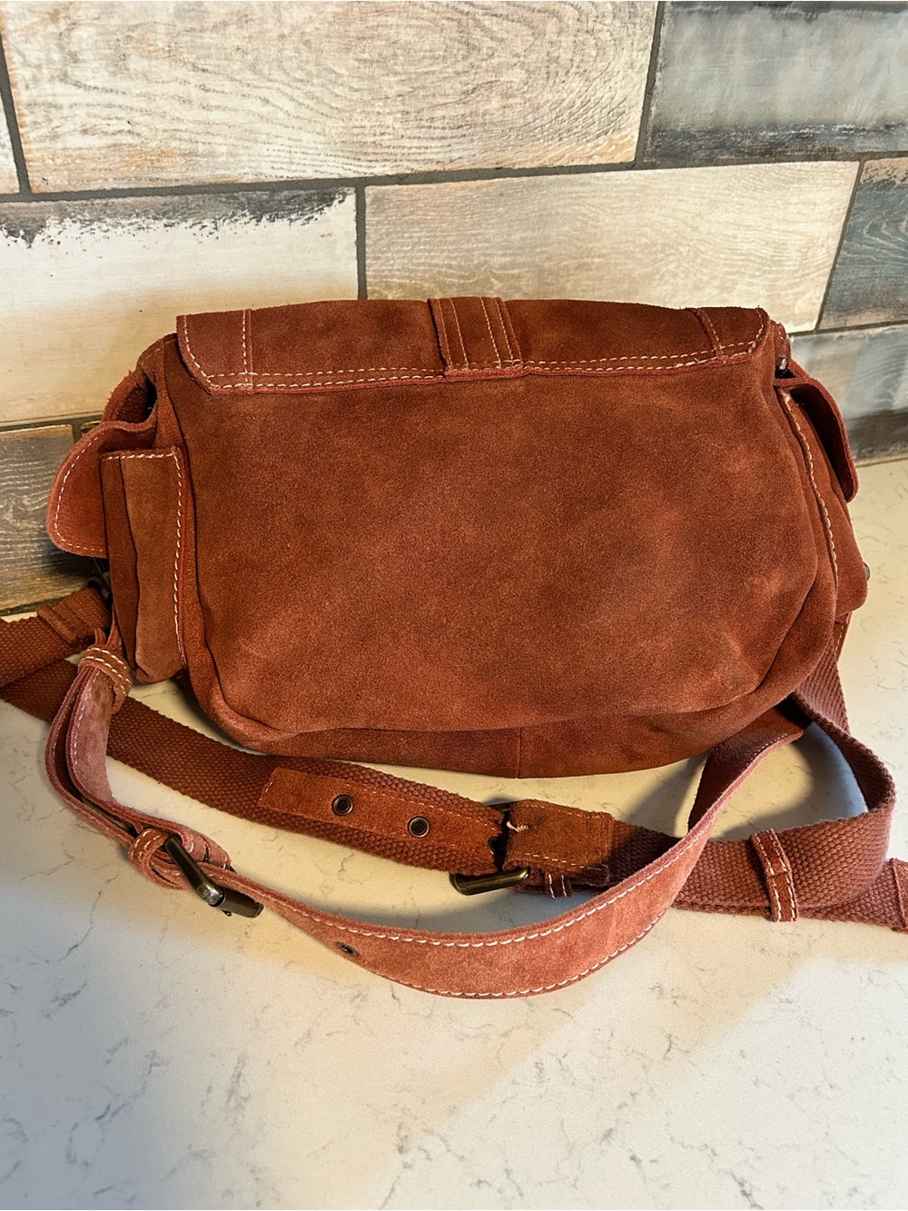 Free People Wylie Suede Saddle Shoulder Crossbody Bag in Rust - Picture 8 of 16